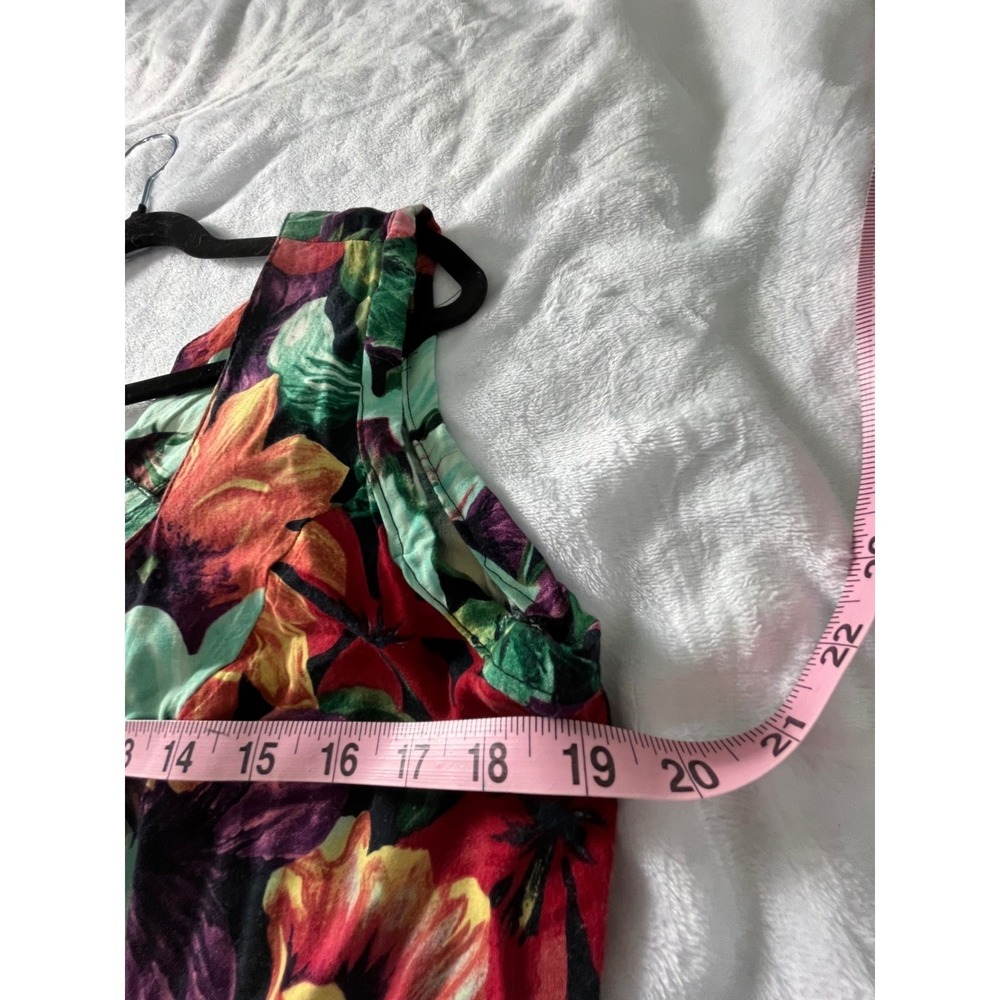 Handmade Tropical Floral Dress Womens M L Multicolor Excellent Fit Flare Midi - Picture 7 of 8